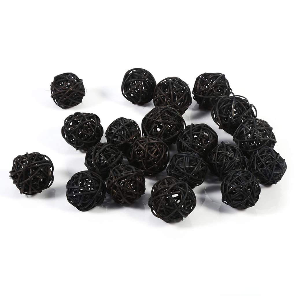 20Pcs Decorative Rattan Balls Ornaments Wedding Christmas Birthday Party Decorations Black
