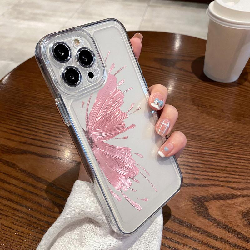 Для iPhone 15 Pro Max Чехол Роскошный Позолоченная Бабочка Прозрачный Силиконовый Чехол Для iPhone 14 Pro Max Funda iPhone 13 12 11 16 16E 17 Air