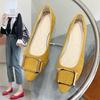 Pointed Suede Square Buckle Doudou Shoes Casual Flat Women's Single Shoes Work Shoes