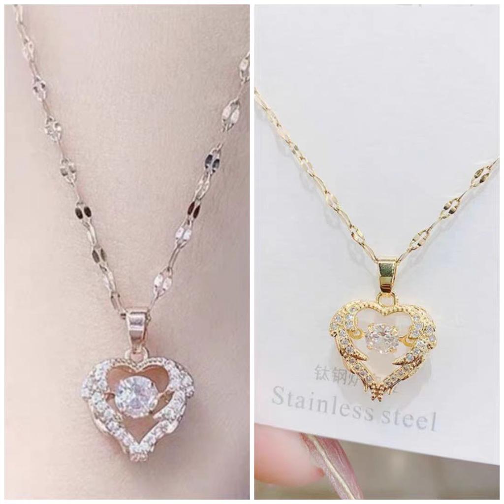 Ожерелье из титановой стали Smart Ocean Heart Женское Легкая роскошь Простое Высококлассное Микровставка Циркон Подвеска-сердце Цепочка для ключицы