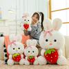 Rabbit Stuffed Strawberry Animal Plush Toy Backpack Cartoon Badroom Decoration