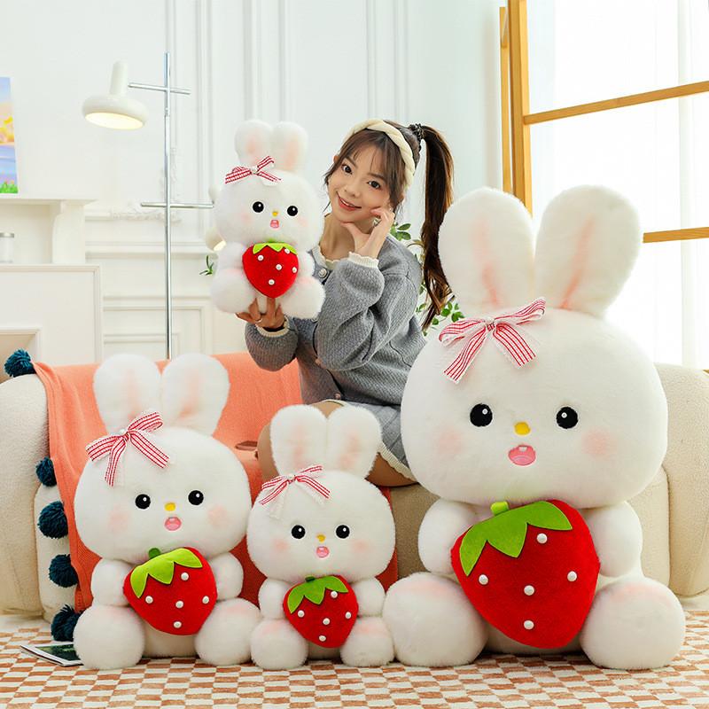 Rabbit Stuffed Strawberry Animal Plush Toy Backpack Cartoon Badroom Decoration