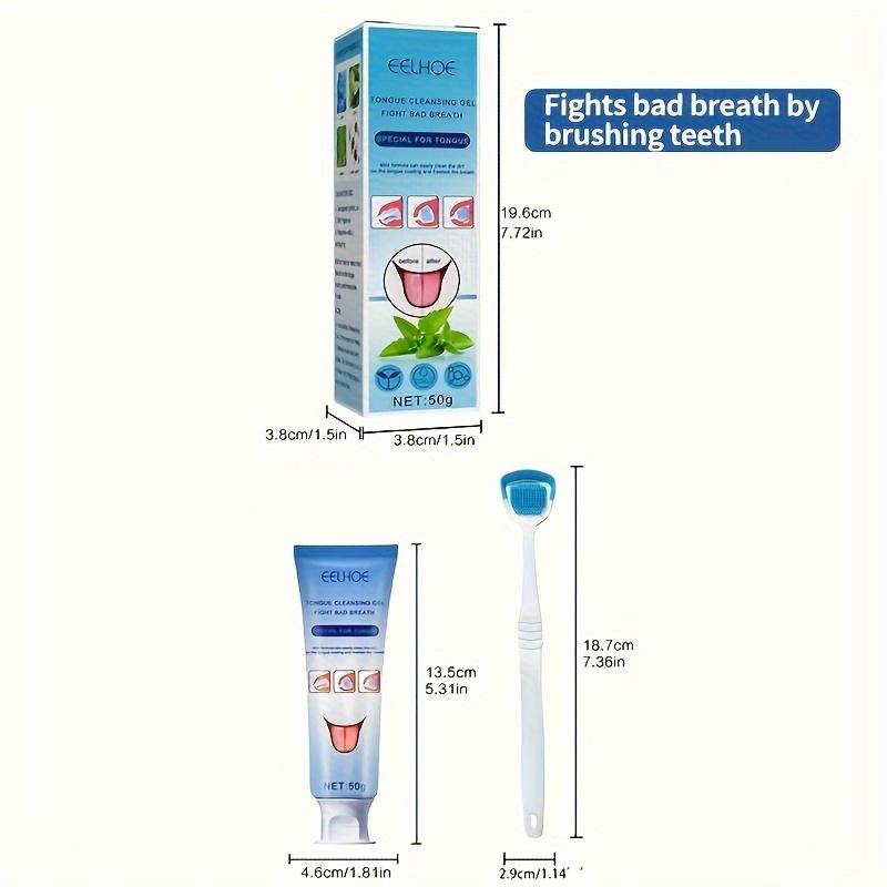 Гель для чистки языка со щеткой, Чистка языка, Уход за полостью рта и Освежение вашей гигиены полости рта Набор для чистки языка 50 г(1,76 унции)