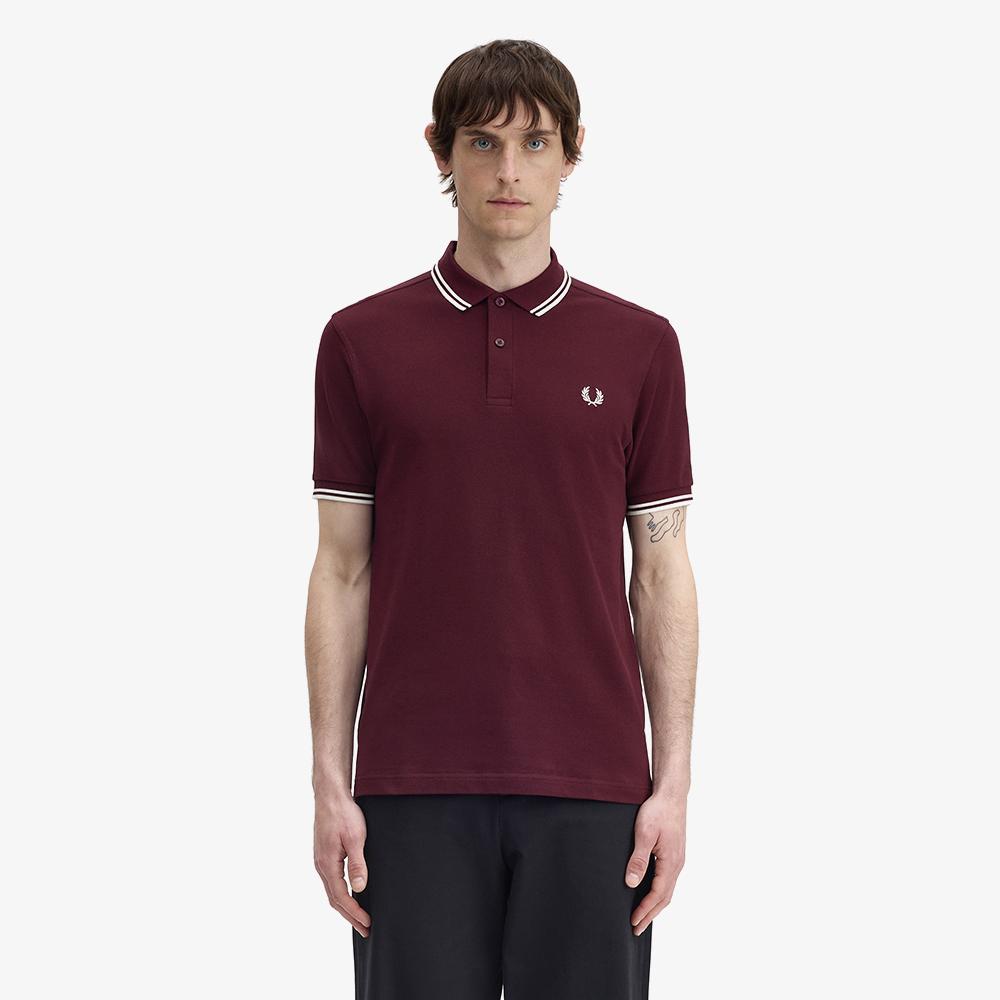 Fred Perry [M3600] Рубашка Fred Perry с двойным воротником - Бордовый/Кремовый M3600-597