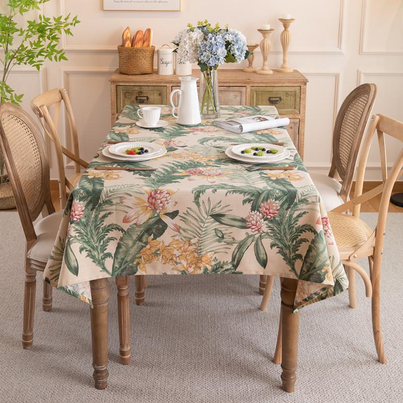 Polyester Digital Printing Color Flower And Bird Tablecloth Rectangular Coffee Table Tablecloth Dining Table Cloth Cover Towel