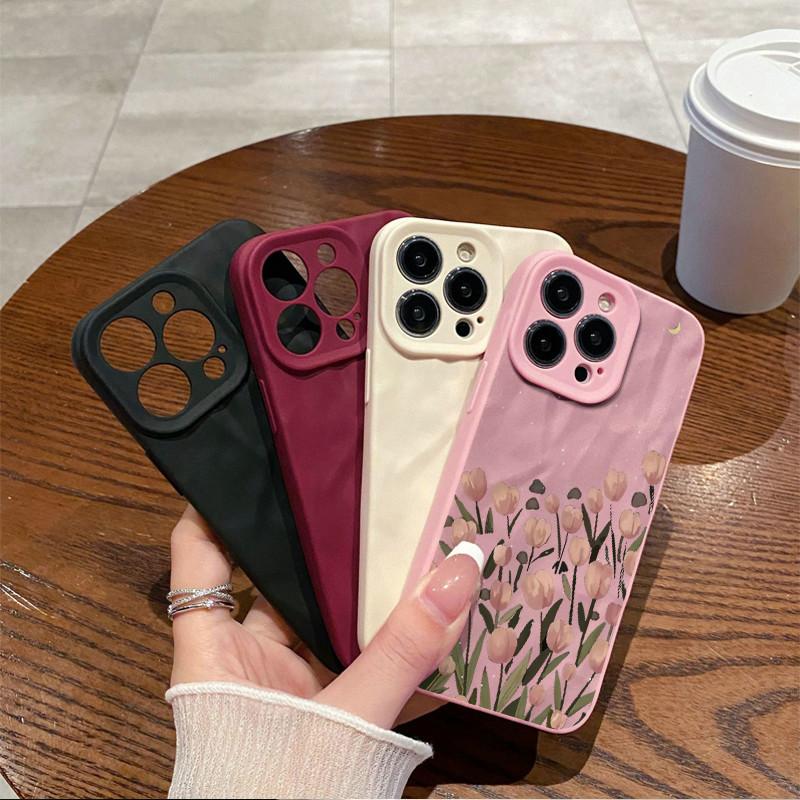 Морщины и неровности на поверхности мобильного телефона, защитный матовый чехол из ТПУ с цветочным принтом и тюльпанами, мягкий силиконовый чехол