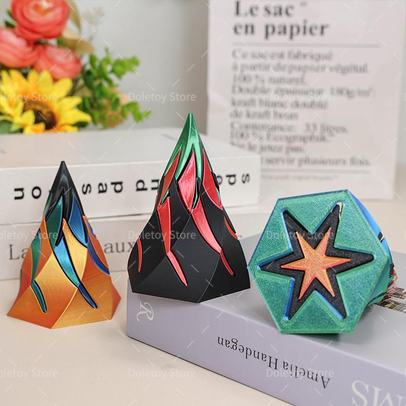 3D-печатная невозможная каменная сквозная игрушка Спиральная вращающаяся игрушка для снятия стресса Проходящая сквозь пирамиду Игрушка-иллюзия вихревой нити