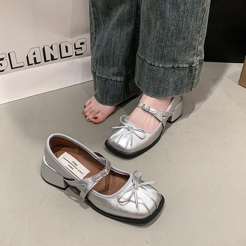 Дизайнерские Винтажные Туфли Мэри Джейн с Квадратным Носком для Женщин, Модные Туфли-Лодочки на Небольшом Каблуке с Бантом-Бабочкой, Элегантные Туфли для Платья для Дам