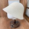 Simple striped knitted bucket hat women's foldable sunshade basin hat plain and versatile face small bucket hat