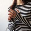 Весенне-осенняя женская блузка, полосатая футболка, топы с длинными рукавами под нижней рубашкой