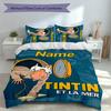 3pcs Custom Name The Adventures of Tintin Bedding Set,Includes 1 Duvet Cover and 2 Pillowcases,All-season Bedroom Decor