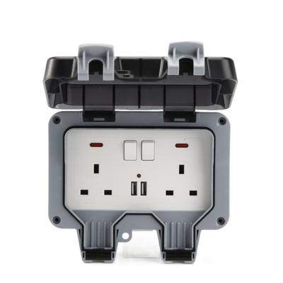 Водонепроницаемая настенная розетка-выключатель с вилкой UK и USB-портом, электрическая розетка со светом, пылезащитный корпус розетки