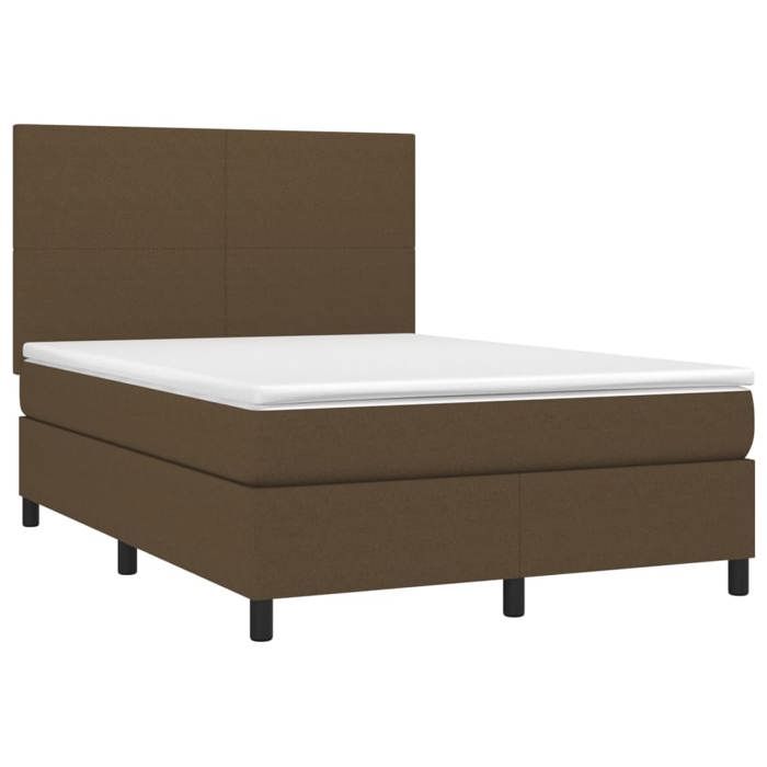 Cadre de lit avec matelas - Maison Exclusive - 140x200 cm - Tête de lit réglable - Marron foncé