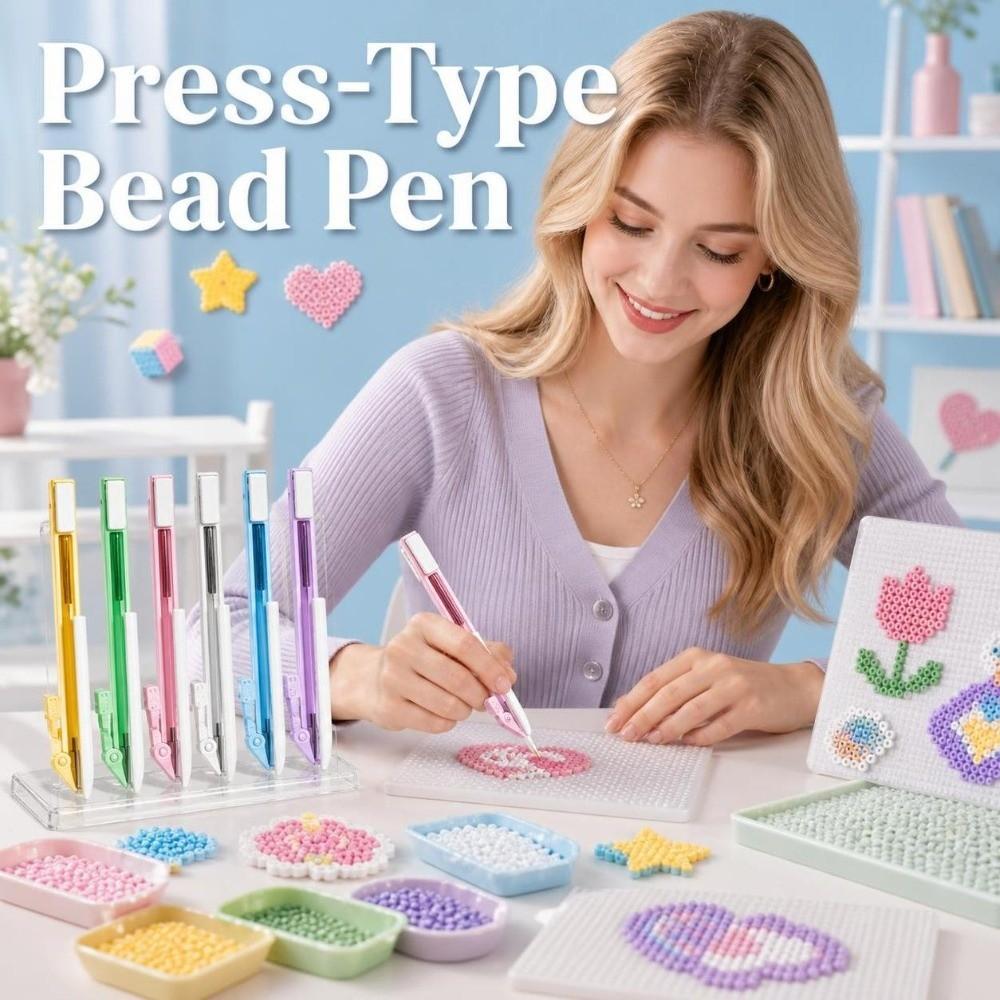 Efficient Press-Type Fuse Bead Pen 2in1 Automatic Bead Dispenser Storable Bead Pen Kids Toys