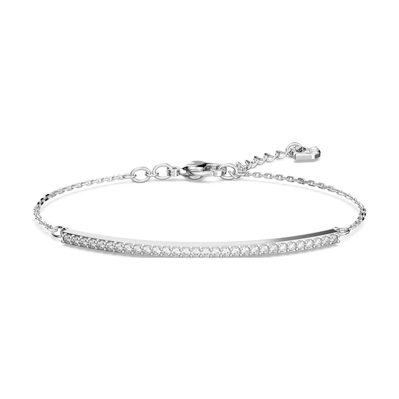 Swarovski Only Brilliant Elegant Simple Thin Line Full Diamond Pavé Rhodium Plated Bracelet Women's 5632066