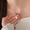Серебряное ожерелье S925 с вырезанным лазером четырехлистным клевером для женщин - Элегантная цепочка на ключицу, Роскошное ощущение, Идеальный подарок на Циси