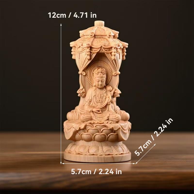 Wood Carving Guanyin, Tathagata Sculptures and Figurines Wood Carving Buddha Statue Home Room Office Feng Shuidecoration Statue