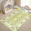 Boho Green Geometric Kids Area Rug Vintage Kilim Print NonSlip Floor Mat for Playroom Nursery Living Room Cute Home Decor