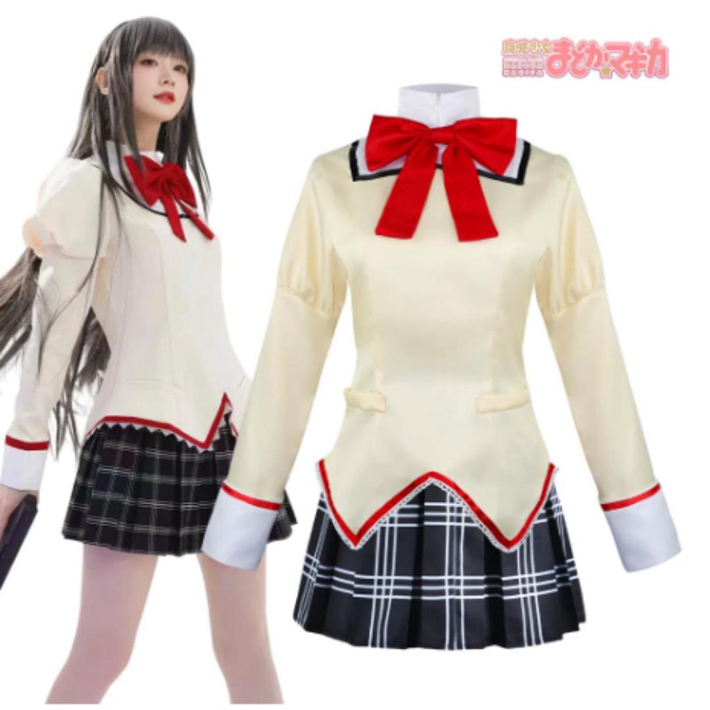 Косплей костюм школьной формы Puella Magi Madoka Magica, полный комплект с париком для Хэллоуина