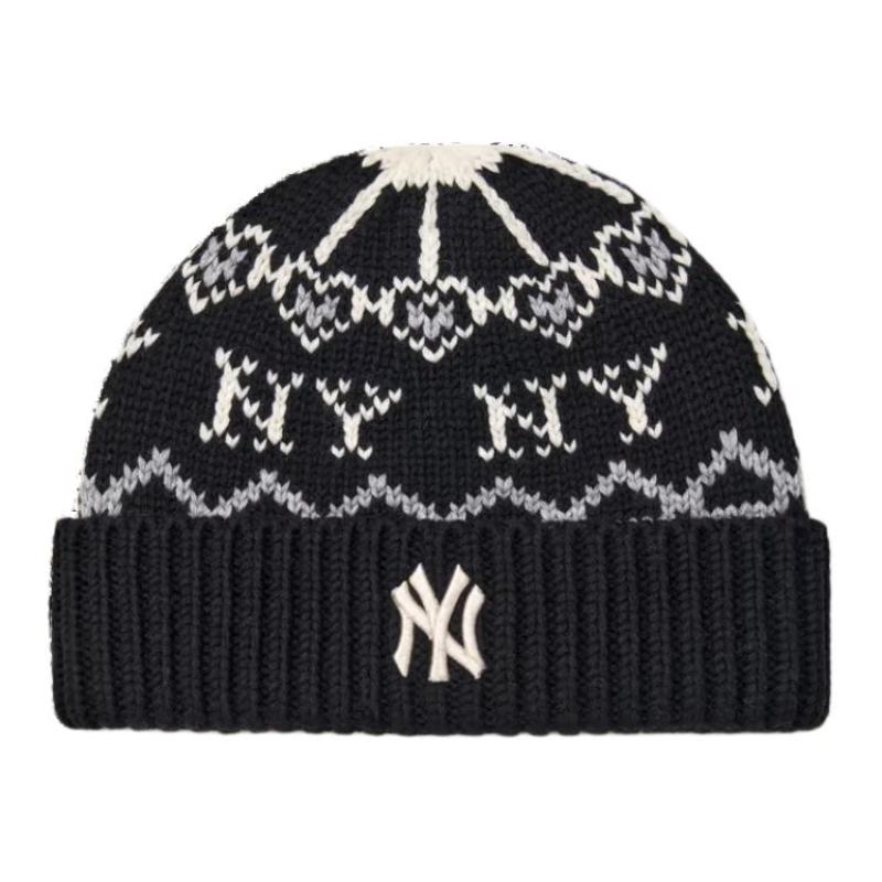 MLB Содержит шерстяную вязаную шапку-бини, унисекс, черная, модная, 3ABNBM546-50BKS