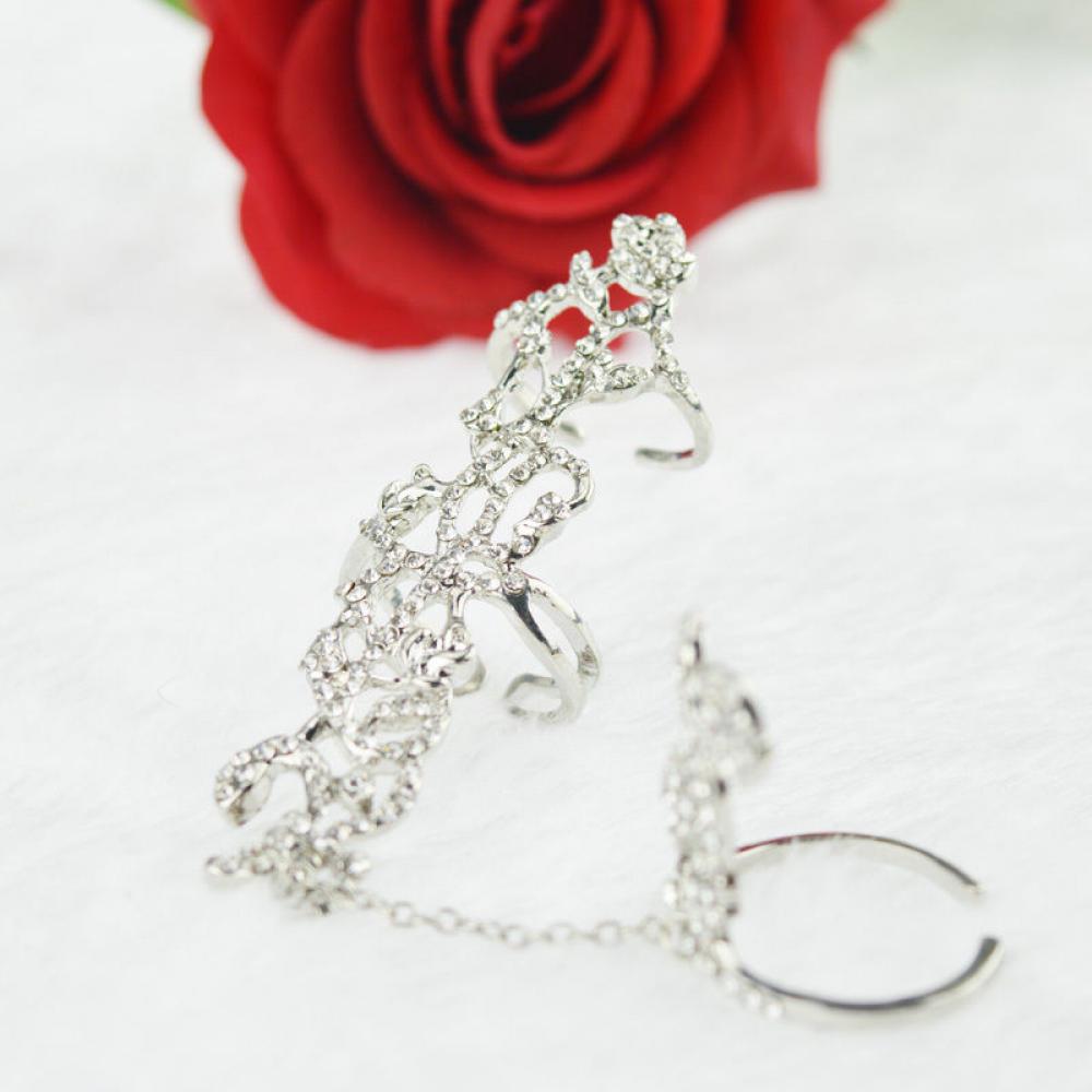 Multiple Finger Rings Stack Crystal Rings Hollow-out