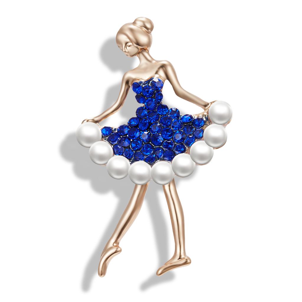 Cute Figure Brooch Dancing Ballet Girl Dancer Crystal Rhinestone Brooches for Women Metal Pins Party Wedding Jewelry Best Gift