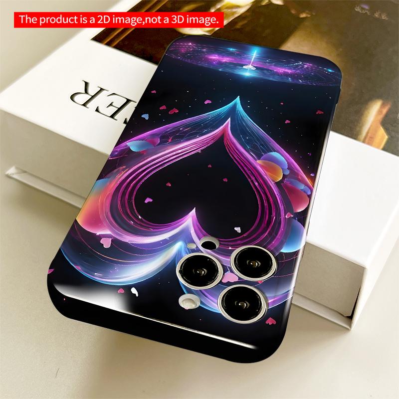 2DFlat Neon Heart Glow Phone Case All inclusive film hard iPhone case, compatible with iPhone 18 Pro Max 17 16 15 14 13 12 11