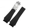 21mm Black Rubber Watchbands Silicone Strap Deployment Clasp Folding Buckle Fits For Rolex Yacht Master Oysterflex