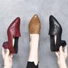 Spring and Autumn Deep Mouth Pointed Middle Heel Fashion Middle Heel Work Shoes Slope Heel Spring and Autumn Embroidered Single Shoes Women