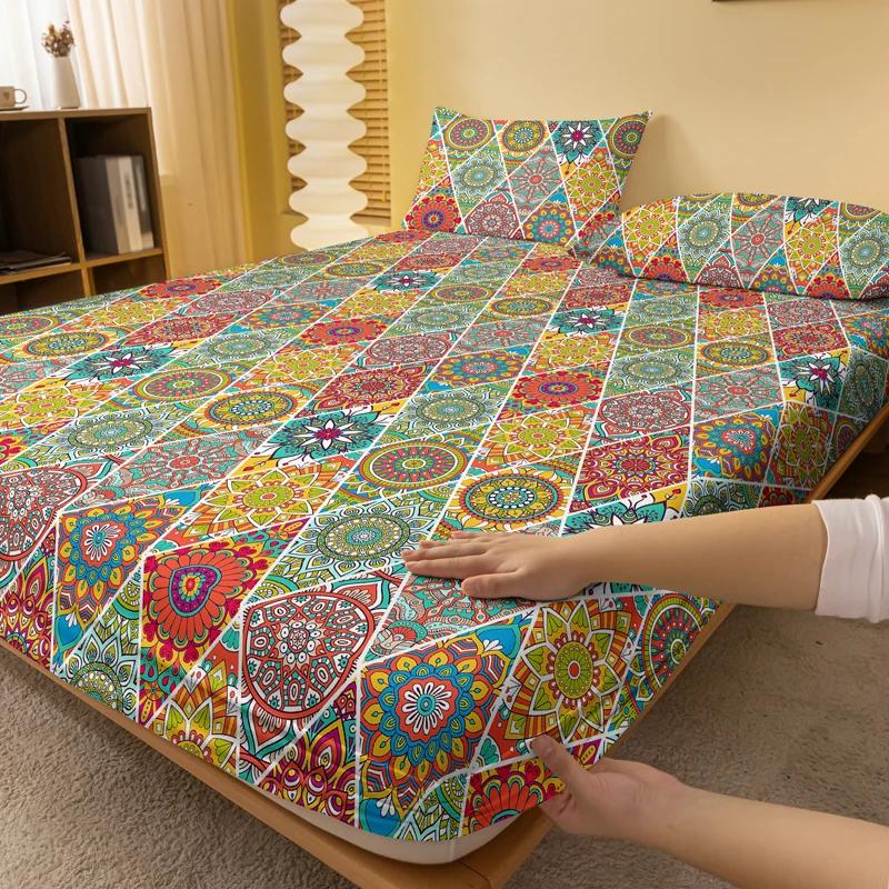 1 Матовая простыня с богемным узором, Принт для спальни, Покрывало, Постельное белье (Исключая наволочки)