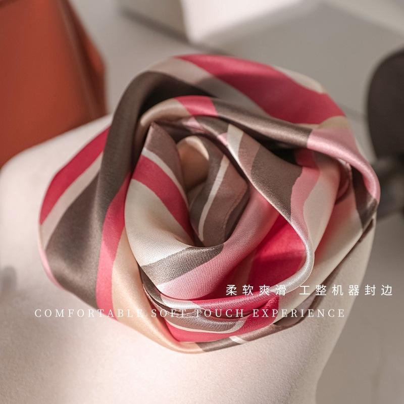 111 silk small square scarf women's spring and summer thin striped mulberry silk scarf versatile simple high-end neck scarf