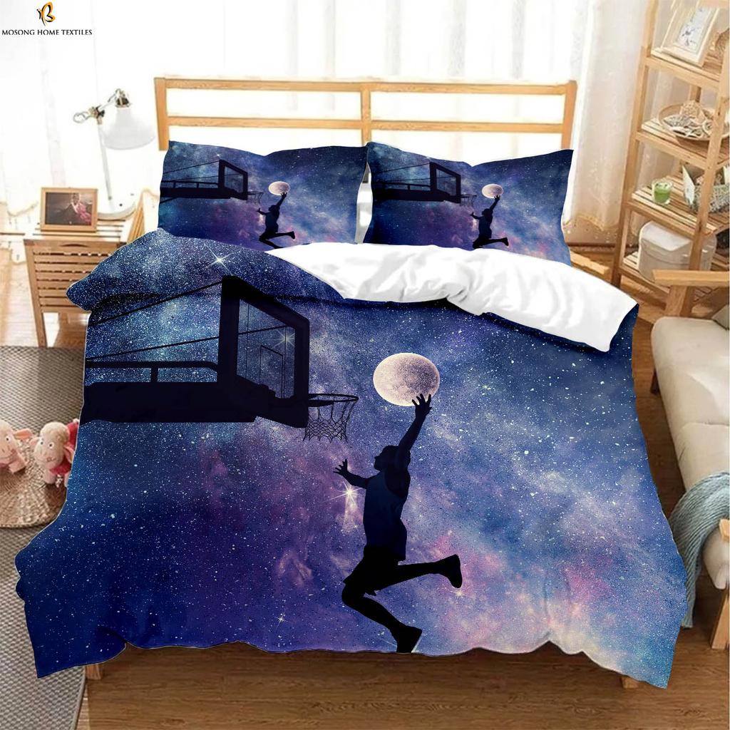 Sports Basketball 3d Printing Quilt Cover 100% Polyester Bedding Set Duvet Cover Pillowcase Three-Piece Set