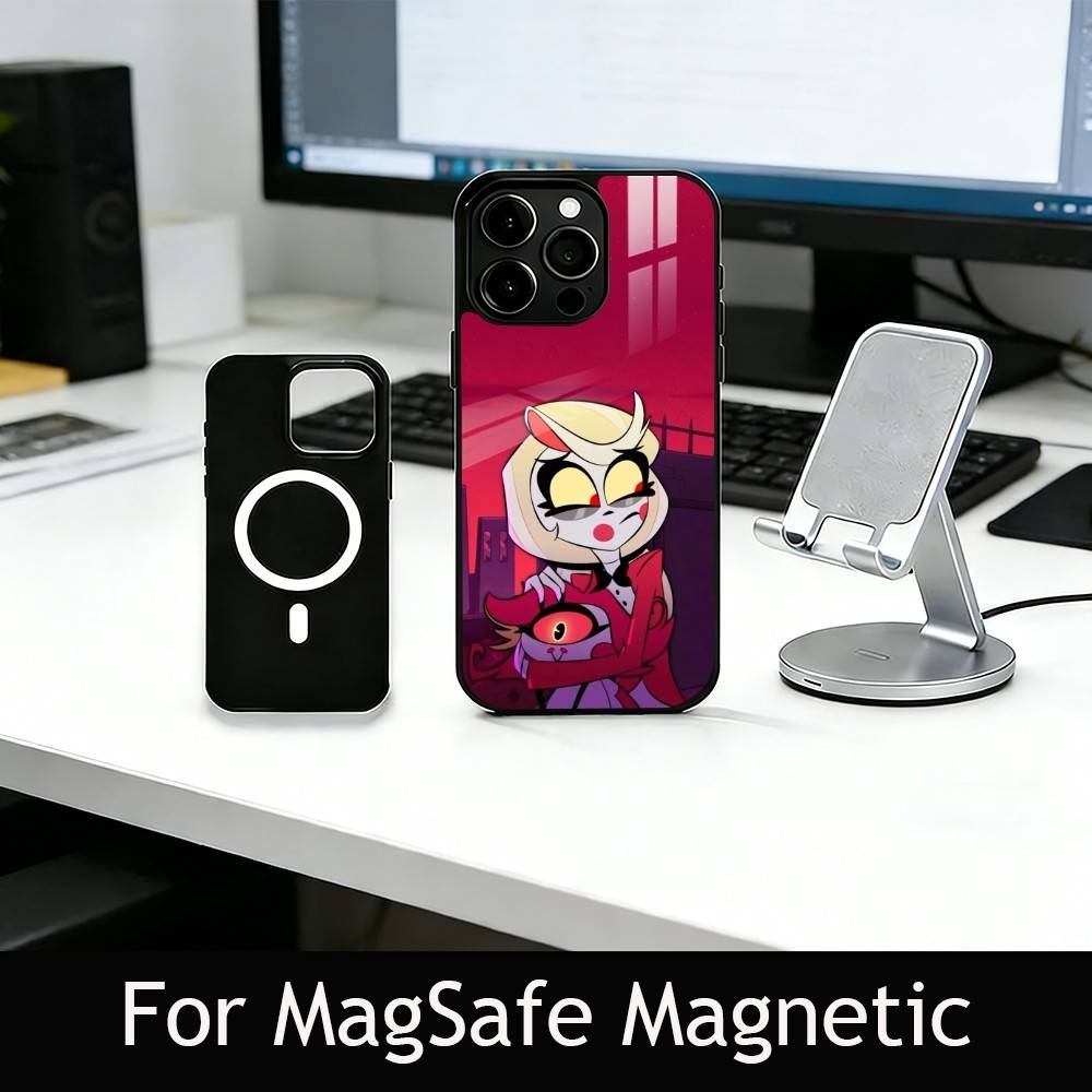 Чехол для телефона H-Hazbin C-Charlie для iPhone17,16,15,14,13,12,11 Plus,Pro Магнитный с беспроводной зарядкой Magsafe