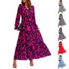Women's Casual Long Sleeve V Neck Maxi Floral Bohemian Maxi Wedding Guest Dress