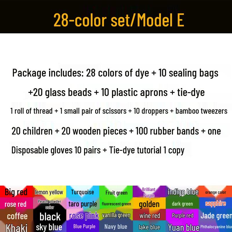 28-Color Eco-Friendly Tie-Dye Kit: DIY Tools & 250ML Pigments