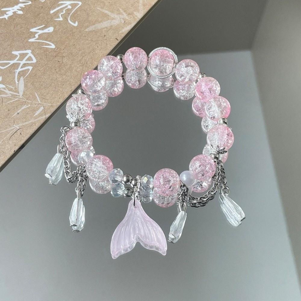 Sweet Fishtail Crystal Bracelet Colorful Beads Sweet Lucky Hand Chain Fashion Accessory