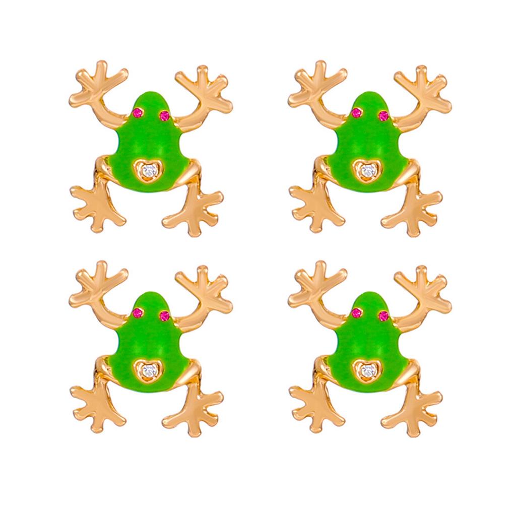 1/2 Pairs Frog-Shaped Earrings Sparking Rhinestones Inlaid