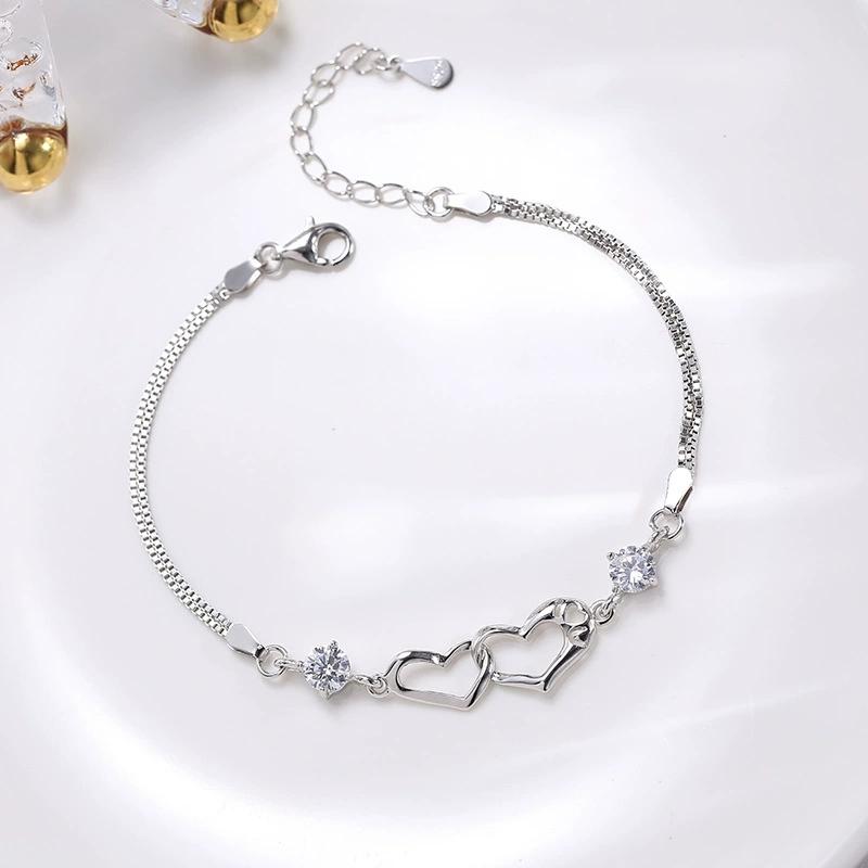 JewelryTop Медь Классический Кристалл Сердце Браслеты Шармы для Женщин Мода Вечеринка Свадебные Ювелирные Изделия Подарки