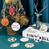 NBEADS 40 Pcs Sport Ball Theme Unfinished Wood Cutout, Unfinished Wood Pieces Wood Craft Blanks Cut Wood Charms for DIY Crafts Decoration