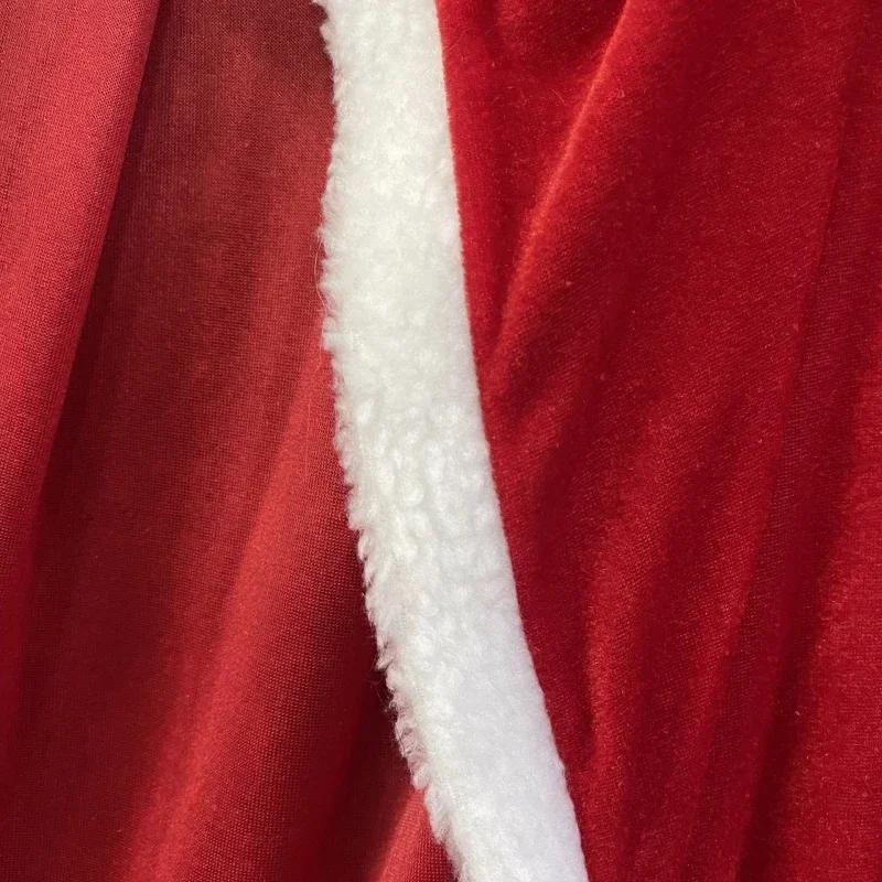Рождественская шаль-накидка с капюшоном, костюм Санта-Клауса, красный со шляпой, косплей, зимнее теплое пальто, праздничный наряд для выступления, платье для вечеринки