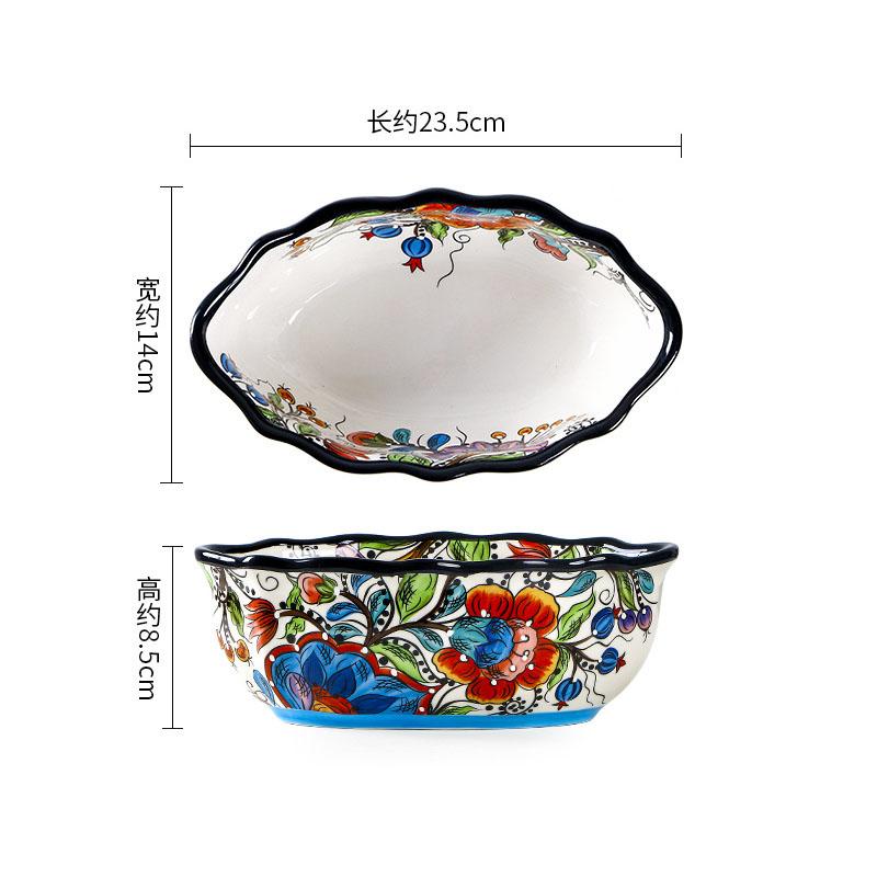Creative Hand-painted Ceramic Bowl Irregular Salad Bowl Dessert Bowl Fruit Bowls Thick Soup Bowls Restaurant Specialty Tableware