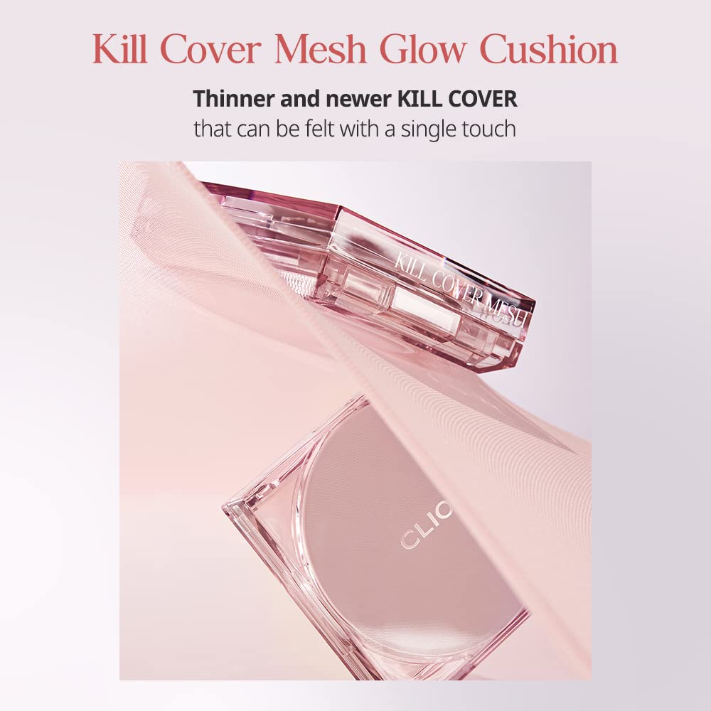 CLIO KILL COVER MESH GLOW CUSHION Корейская косметика Прозрачная глянцевая сыворотка для кожи Поры Защита от УФ-излучения SPF50+ PA++++ (#4 ИМБИРЬ)