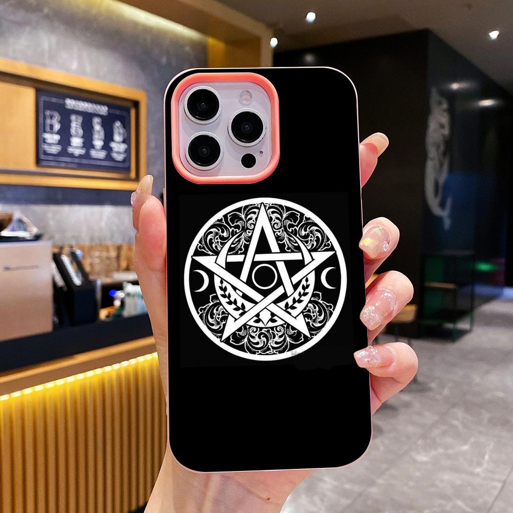 Aesthetic Pentagram Phone Case for iPhone 17 16 15 14 13 12 11 Air Pro Max Plus Jelly Double layer Pink Cover