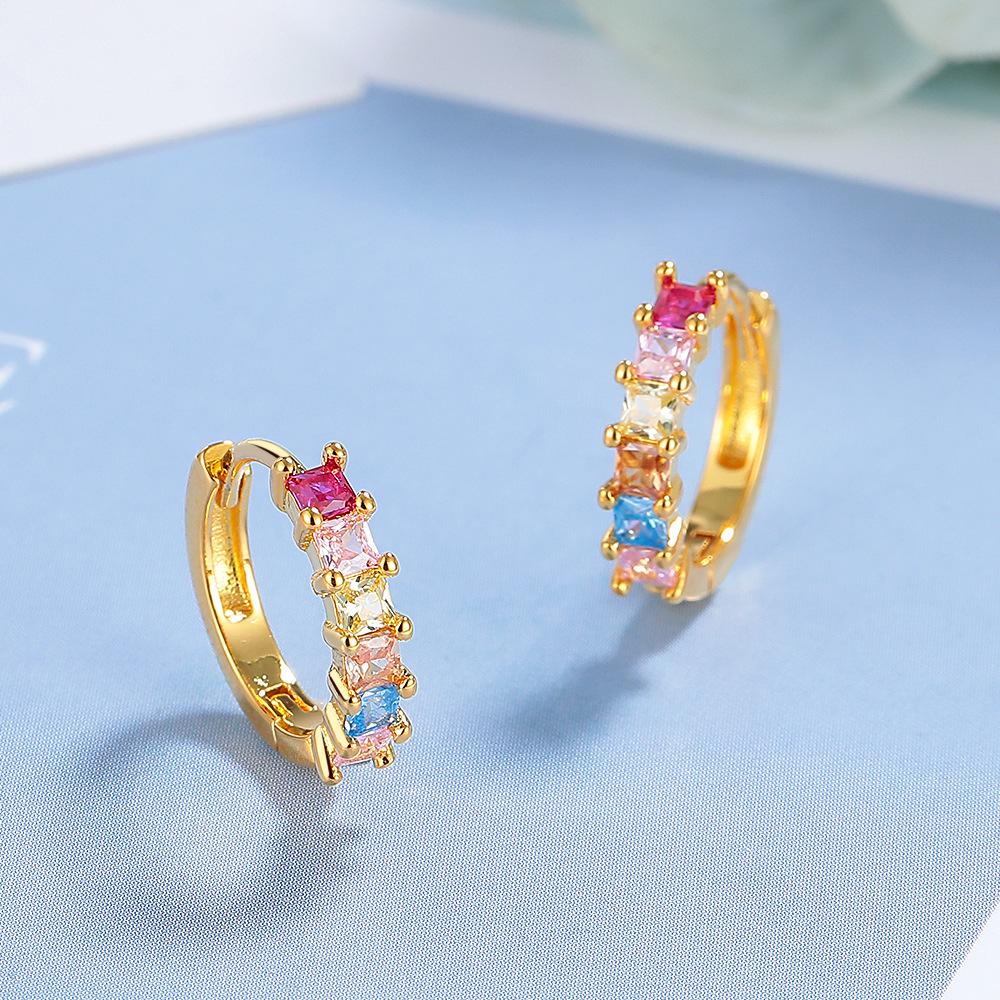Серьги Trendy Temperament, женские серьги Niche Design High-End с геометрическим узором и радугой из циркония, универсальные серьги
