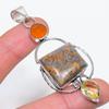Фруктовая яшма, сердолик Ручная работа Ювелирная подвеска из серебра 925 пробы 2,96" l8A75