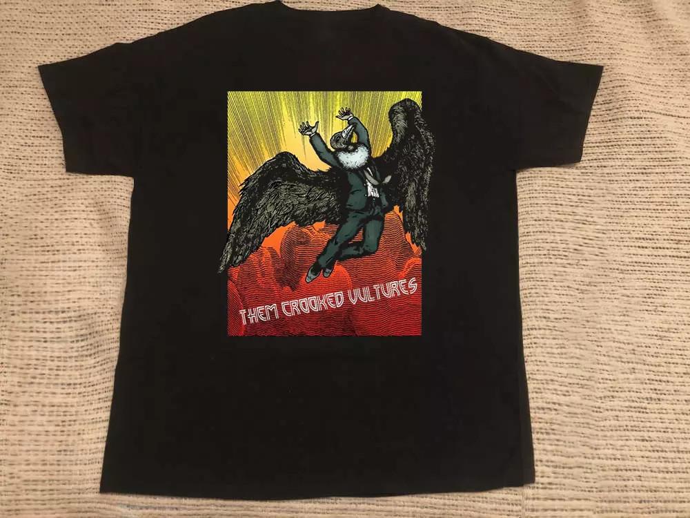Постер Группы Them Crooked Vultures Хлопковая Футболка с Коротким Рукавом Полный Размер S-5XL Унисекс