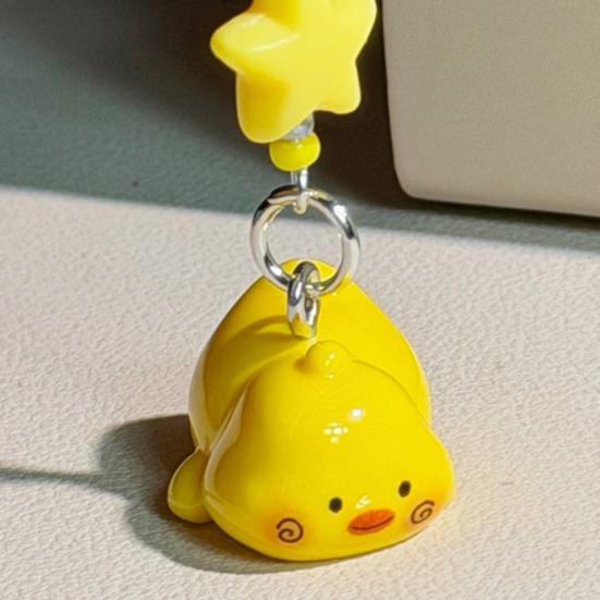 Keychain Pendant Resin Smooth Shiny Mini Size 3D Yellow Chicken Star Bead Design Keyring Bags Mobile Phone