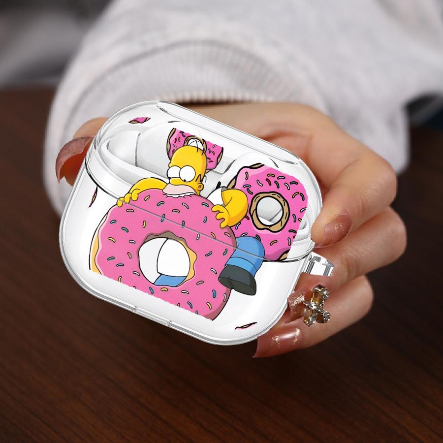 Cartoon The S-simpsons Case For Samsung Galaxy Buds 4Pro 3Pro 4 Pro 2Pro Live 2 3 FE Clear Earphone Cases Cover With Hook