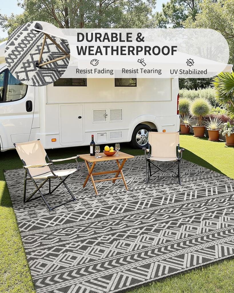 Уличный ковер Водонепроницаемый 5x8 Уличный коврик для патио Реверсивный ковер из пластиковой соломы
