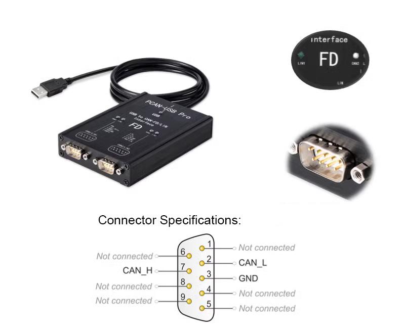 PCAN-USB Pro PCAN FD PRO 12 Мбит с LIN USB-CAN Адаптер 2-канальный CAN FD Совместим с IPEH-004061 для PEAK